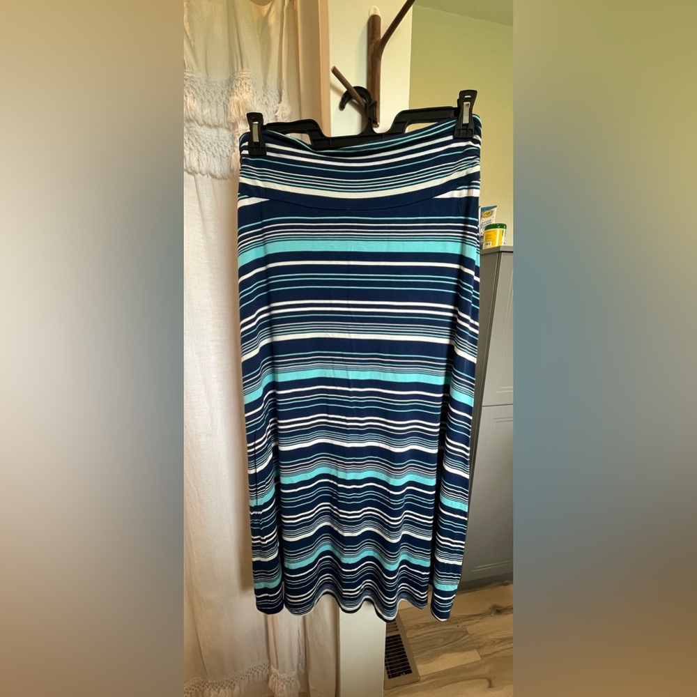 Merona Maxi Skirt with Navy and Teal Stripes